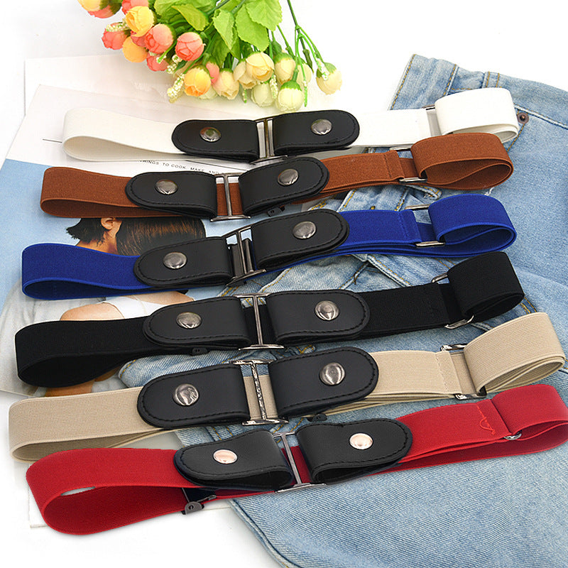 New Slim Elastic Invisible Belt Simple Lazy Belt Fat Elastic Leather - cas7m