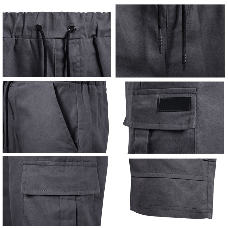 Men's Solid Color Sports Shorts Loose Tether Sports Casual Five-Point Pants Men - cas7m