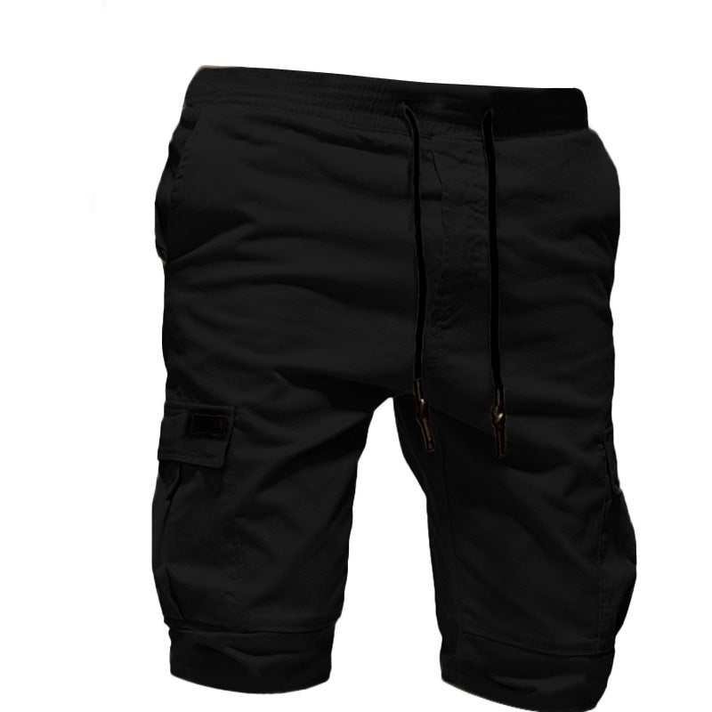 Men's Solid Color Sports Shorts Loose Tether Sports Casual Five-Point Pants Men - cas7m
