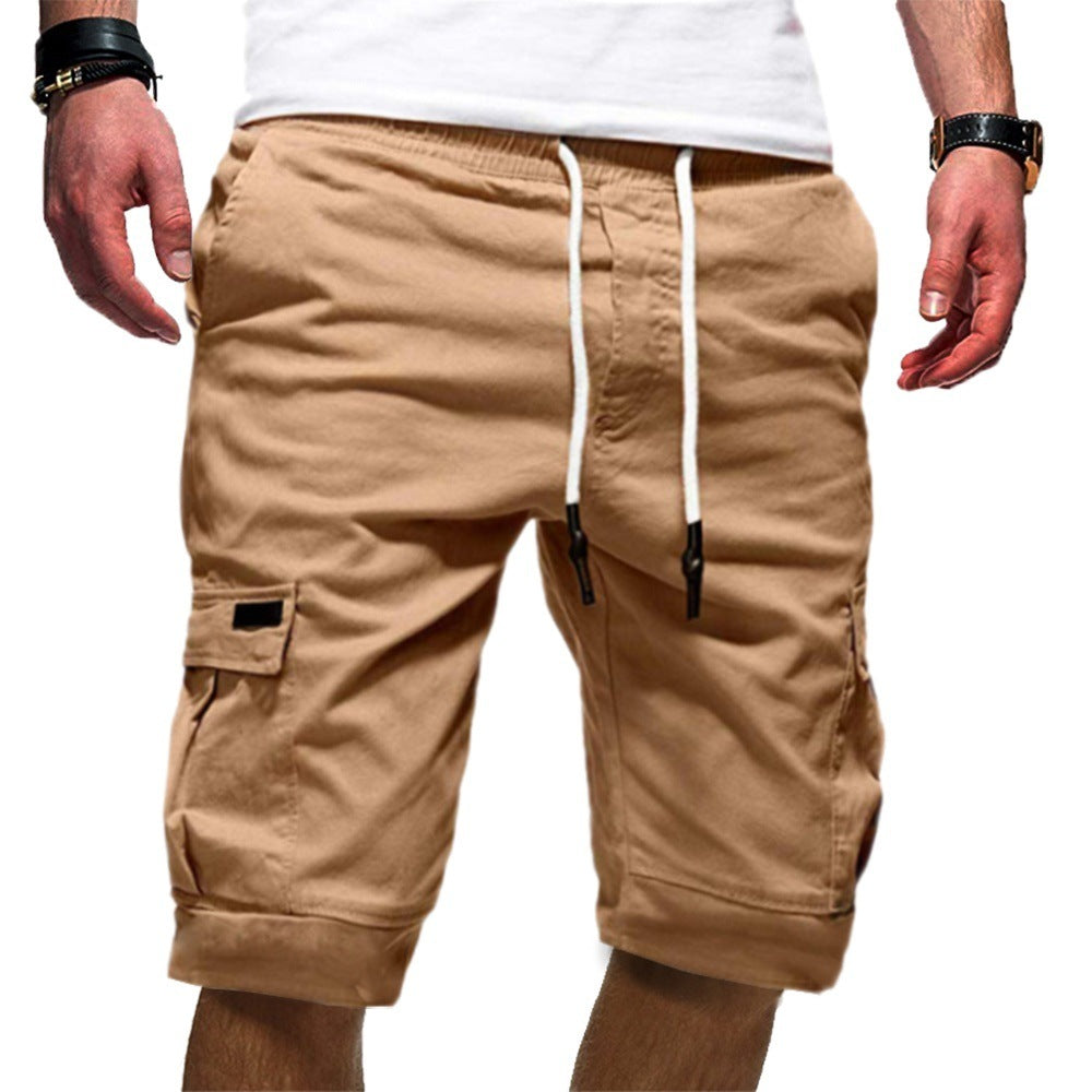 Men's Solid Color Sports Shorts Loose Tether Sports Casual Five-Point Pants Men - cas7m