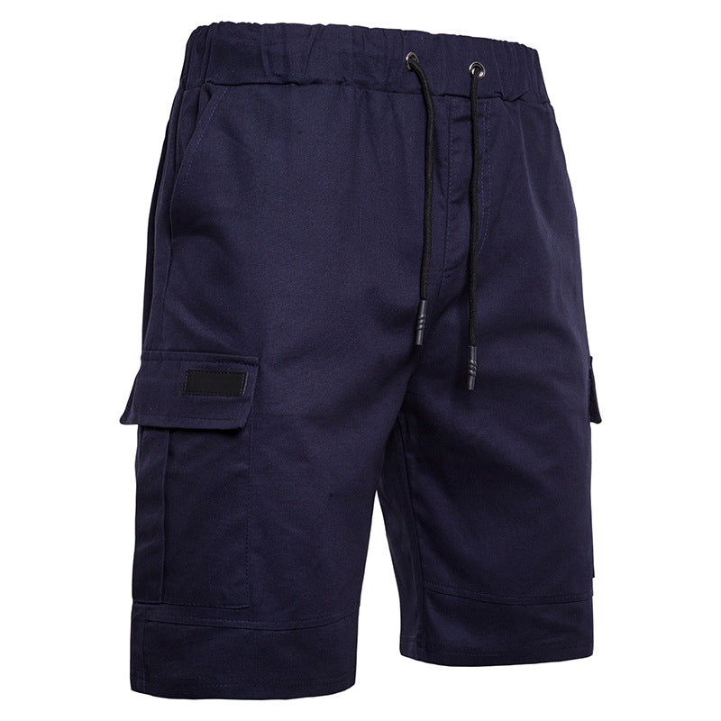 Men's Solid Color Sports Shorts Loose Tether Sports Casual Five-Point Pants Men - cas7m