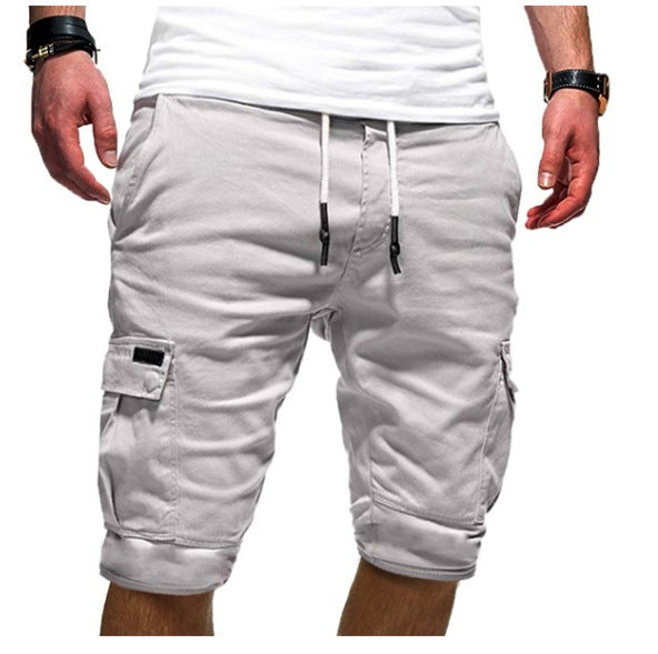 Men's Solid Color Sports Shorts Loose Tether Sports Casual Five-Point Pants Men - cas7m