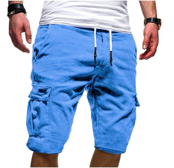 Men's Solid Color Sports Shorts Loose Tether Sports Casual Five-Point Pants Men - cas7m