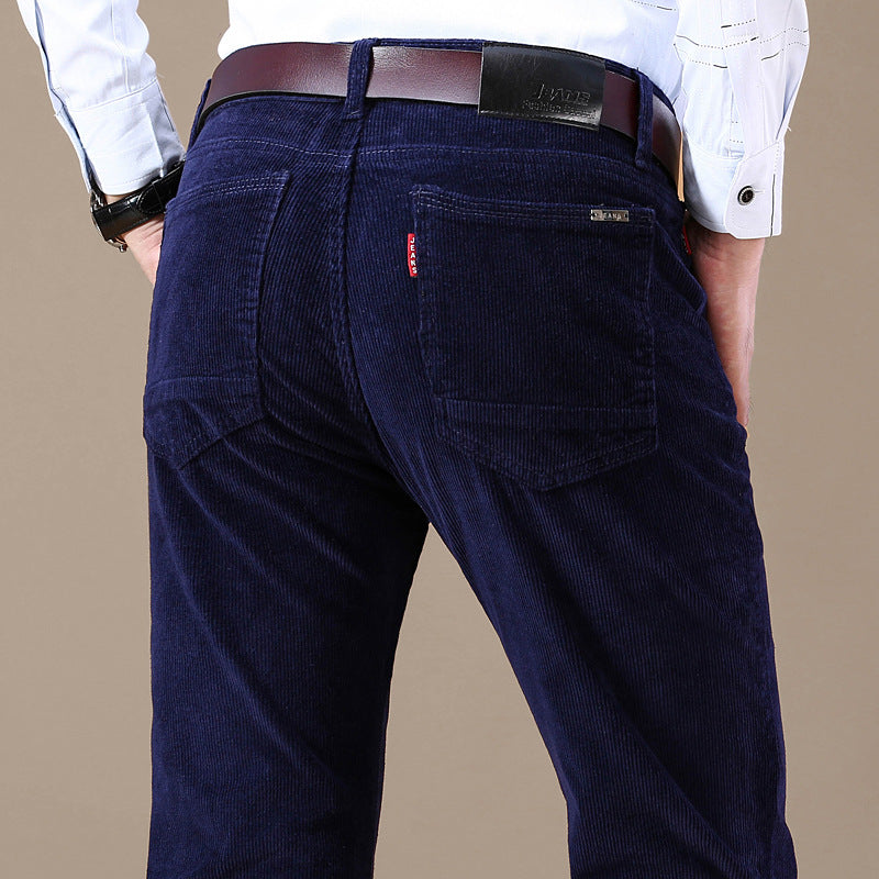 Explosive Style Straight Slim Stretch Casual Trousers Middle-Aged Plus Size Pants Business Wild Men's Corduroy Pants Trend - cas7m