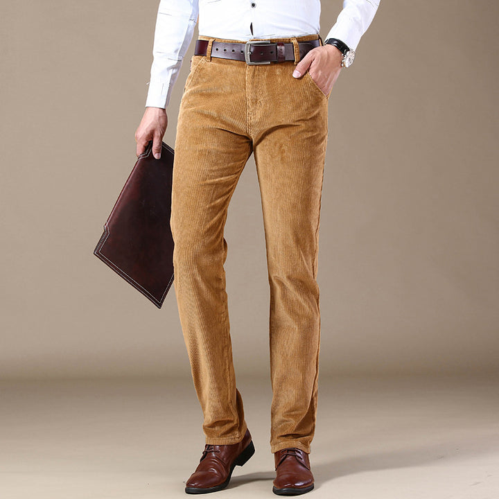 Explosive Style Straight Slim Stretch Casual Trousers Middle-Aged Plus Size Pants Business Wild Men's Corduroy Pants Trend - cas7m