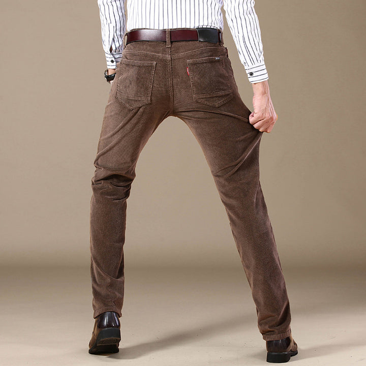 Explosive Style Straight Slim Stretch Casual Trousers Middle-Aged Plus Size Pants Business Wild Men's Corduroy Pants Trend - cas7m