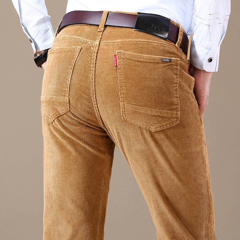Explosive Style Straight Slim Stretch Casual Trousers Middle-Aged Plus Size Pants Business Wild Men's Corduroy Pants Trend - cas7m