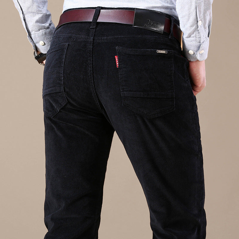 Explosive Style Straight Slim Stretch Casual Trousers Middle-Aged Plus Size Pants Business Wild Men's Corduroy Pants Trend - cas7m