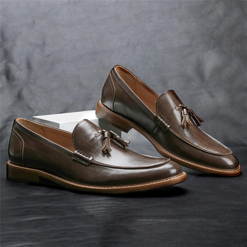Men Casual Shoes Leather Loafers Business Dress Formal Shoes - cas7m