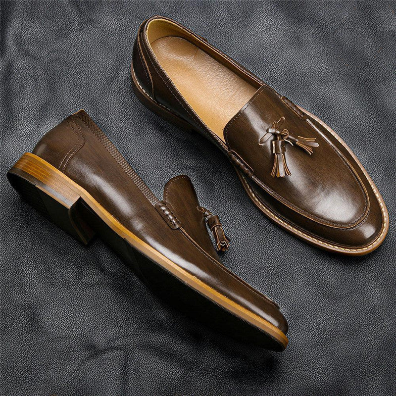Men Casual Shoes Leather Loafers Business Dress Formal Shoes - cas7m