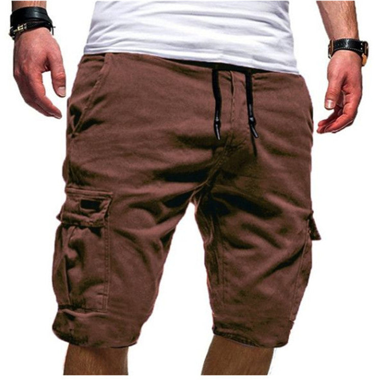 Men's Solid Color Sports Shorts Loose Tether Sports Casual Five-Point Pants Men - cas7m