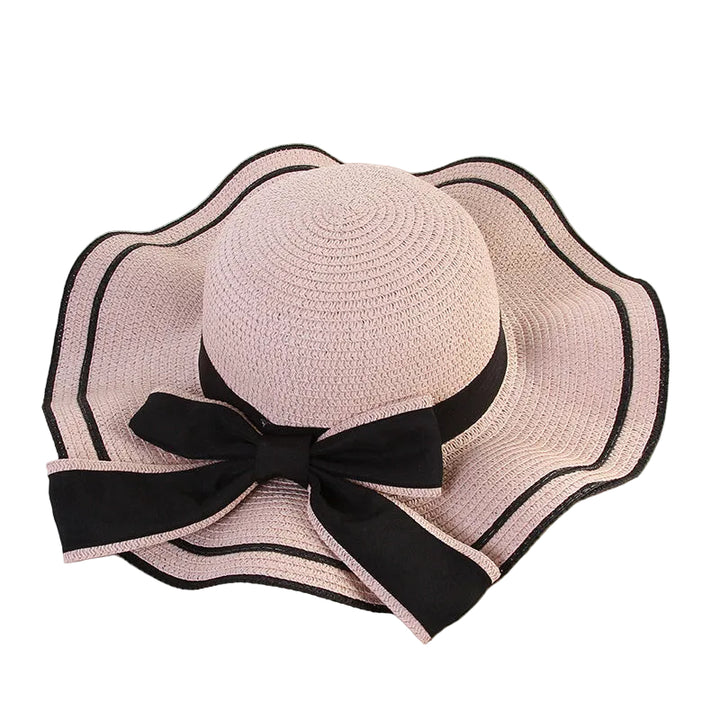 Summer Sun Hat Women Straw Hats Sunshade Panama  Fashion Bow Beach Hat Foldable Travel Caps - cas7m