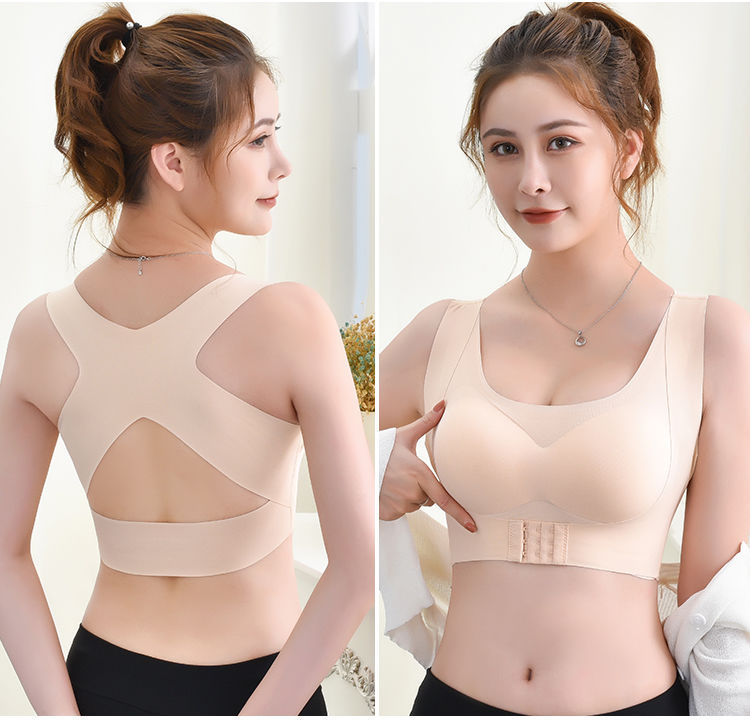 Posture Corrector Bra For Women  2-in-1 Breast Lifter & Back Support Front Closure Sports Shaper - cas7m