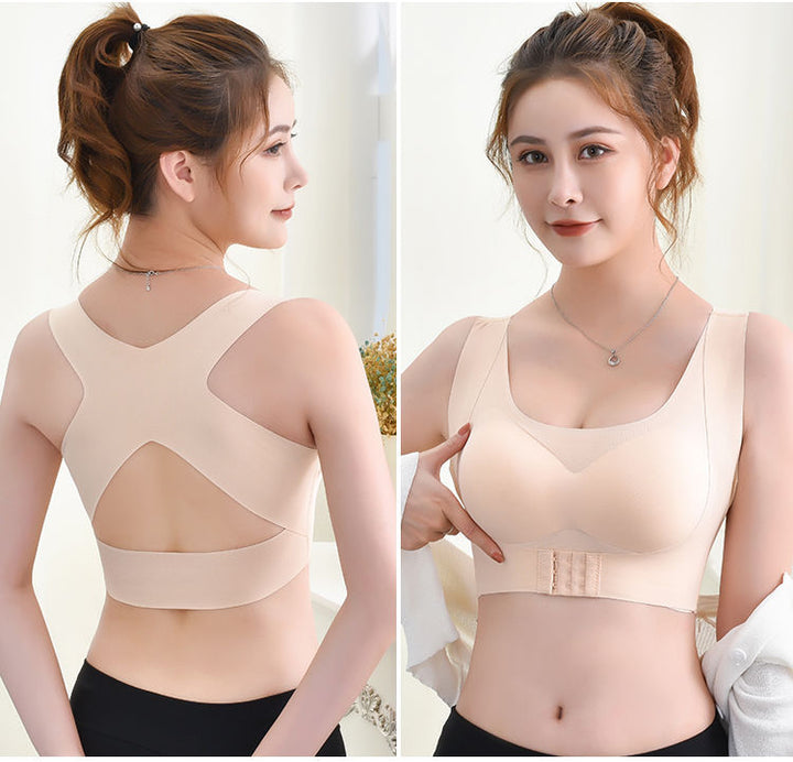 Posture Corrector Bra For Women  2-in-1 Breast Lifter & Back Support Front Closure Sports Shaper - cas7m