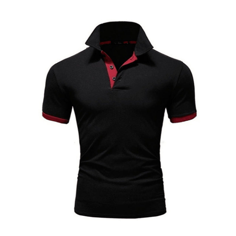 Men's Stand-Up Collar Short-Sleeved Polo Shirt Business Casual Solid Color Polo Shirt - cas7m