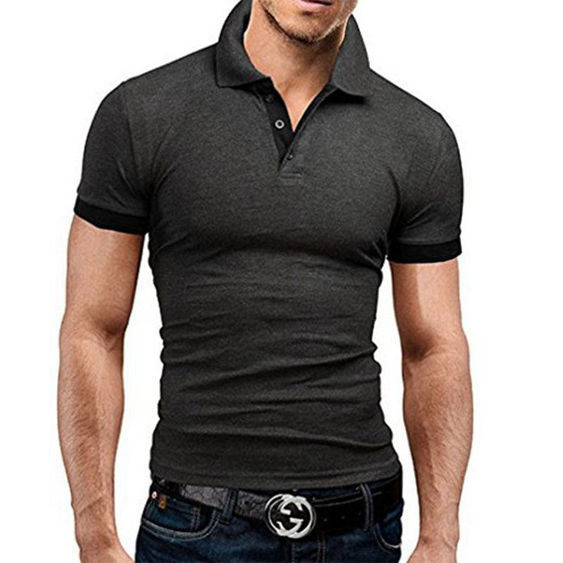 Men's Stand-Up Collar Short-Sleeved Polo Shirt Business Casual Solid Color Polo Shirt - cas7m