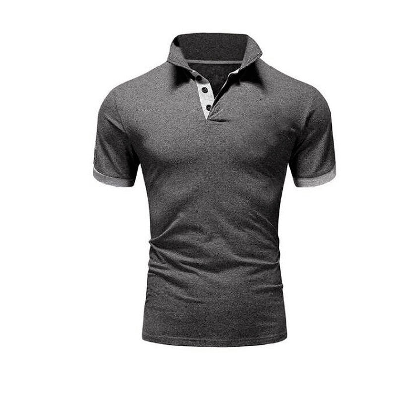 Men's Stand-Up Collar Short-Sleeved Polo Shirt Business Casual Solid Color Polo Shirt - cas7m