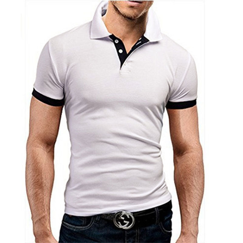 Men's Stand-Up Collar Short-Sleeved Polo Shirt Business Casual Solid Color Polo Shirt - cas7m