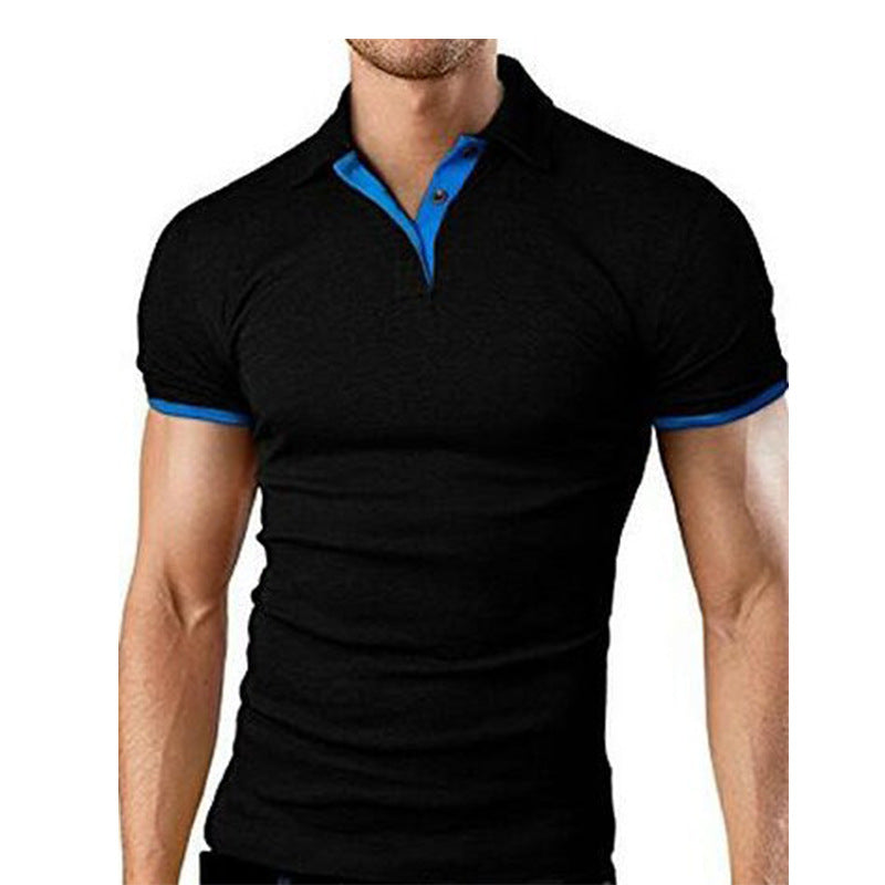 Men's Stand-Up Collar Short-Sleeved Polo Shirt Business Casual Solid Color Polo Shirt - cas7m