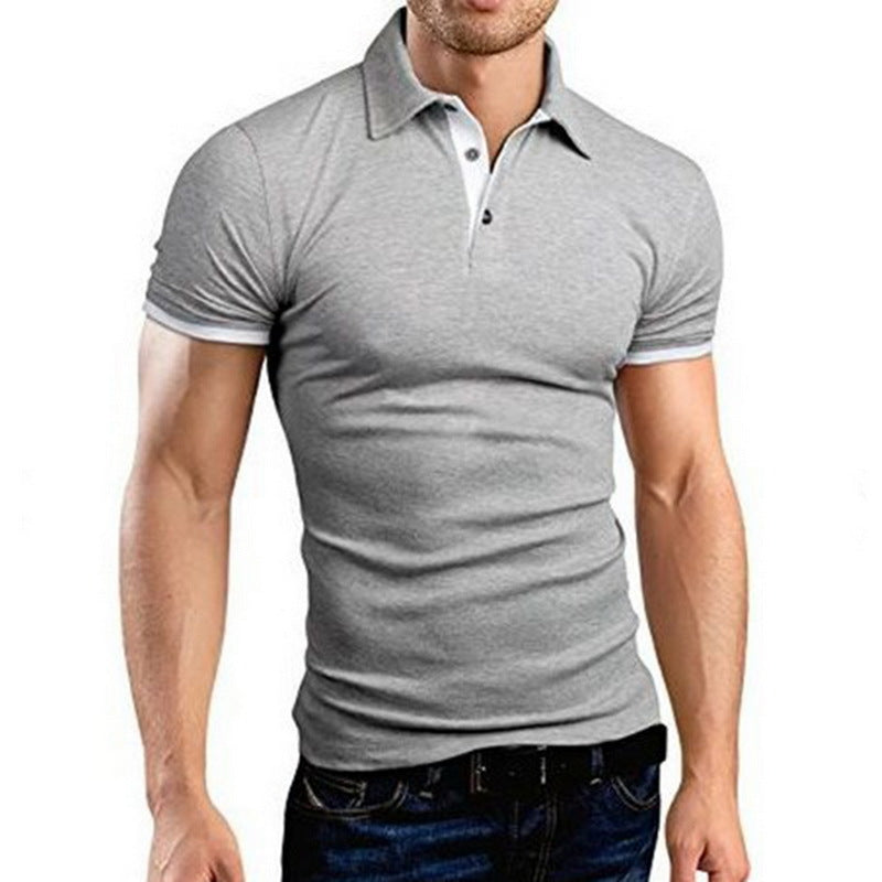 Men's Stand-Up Collar Short-Sleeved Polo Shirt Business Casual Solid Color Polo Shirt - cas7m