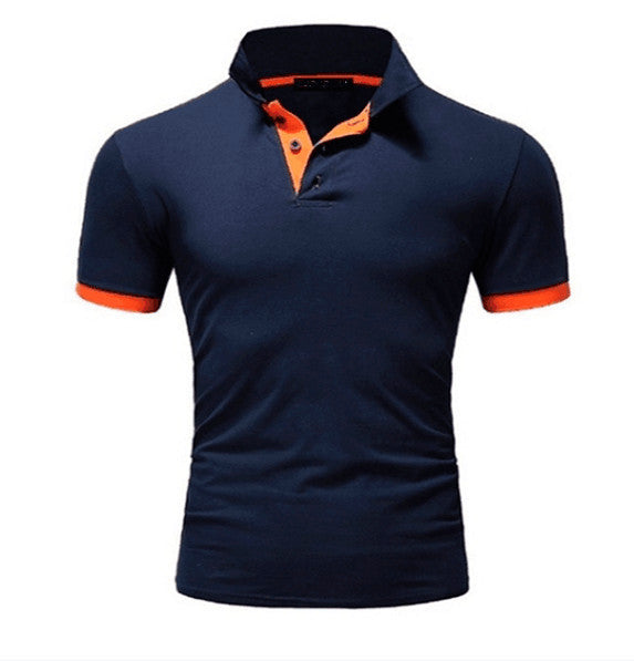 Men's Stand-Up Collar Short-Sleeved Polo Shirt Business Casual Solid Color Polo Shirt - cas7m