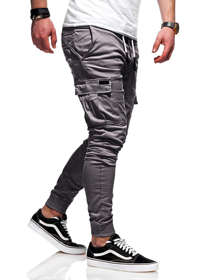 Tethered Elastic Sports Baggy Pants Long Casual Pants Jogging Pants - cas7m