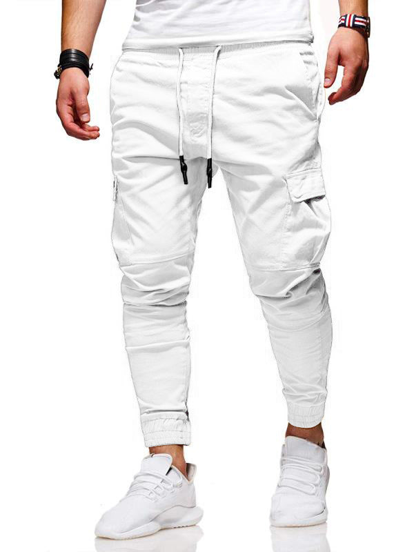 Tethered Elastic Sports Baggy Pants Long Casual Pants Jogging Pants - cas7m