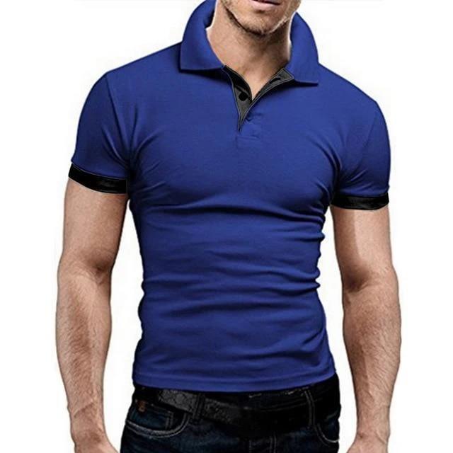 Men's Stand-Up Collar Short-Sleeved Polo Shirt Business Casual Solid Color Polo Shirt - cas7m