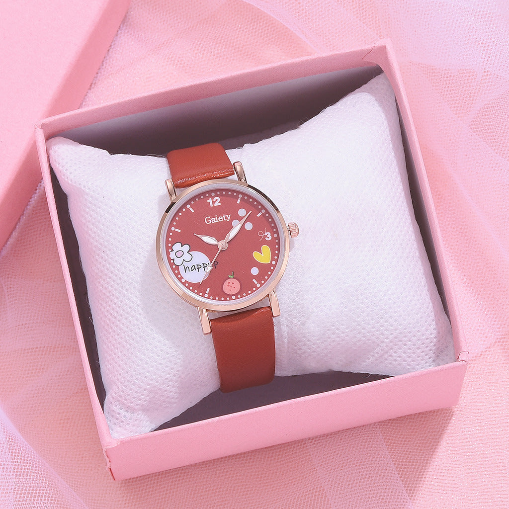 Gaiety new women''s fashion Pu Watch Bracelet combination set student girl gift factory direct sale - cas7m