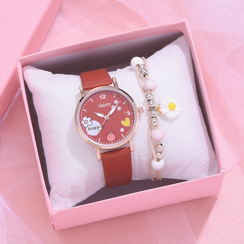 Gaiety new women''s fashion Pu Watch Bracelet combination set student girl gift factory direct sale - cas7m