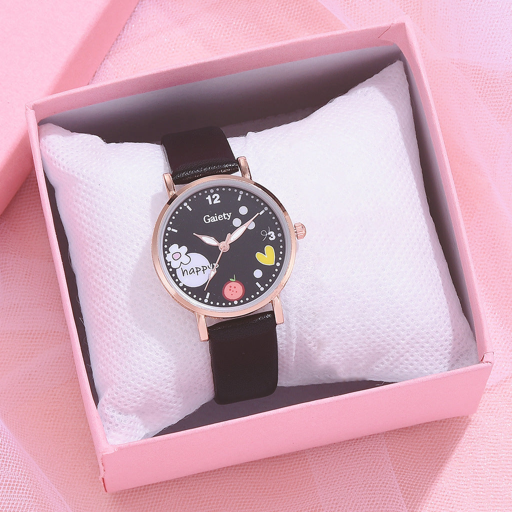 Gaiety new women''s fashion Pu Watch Bracelet combination set student girl gift factory direct sale - cas7m