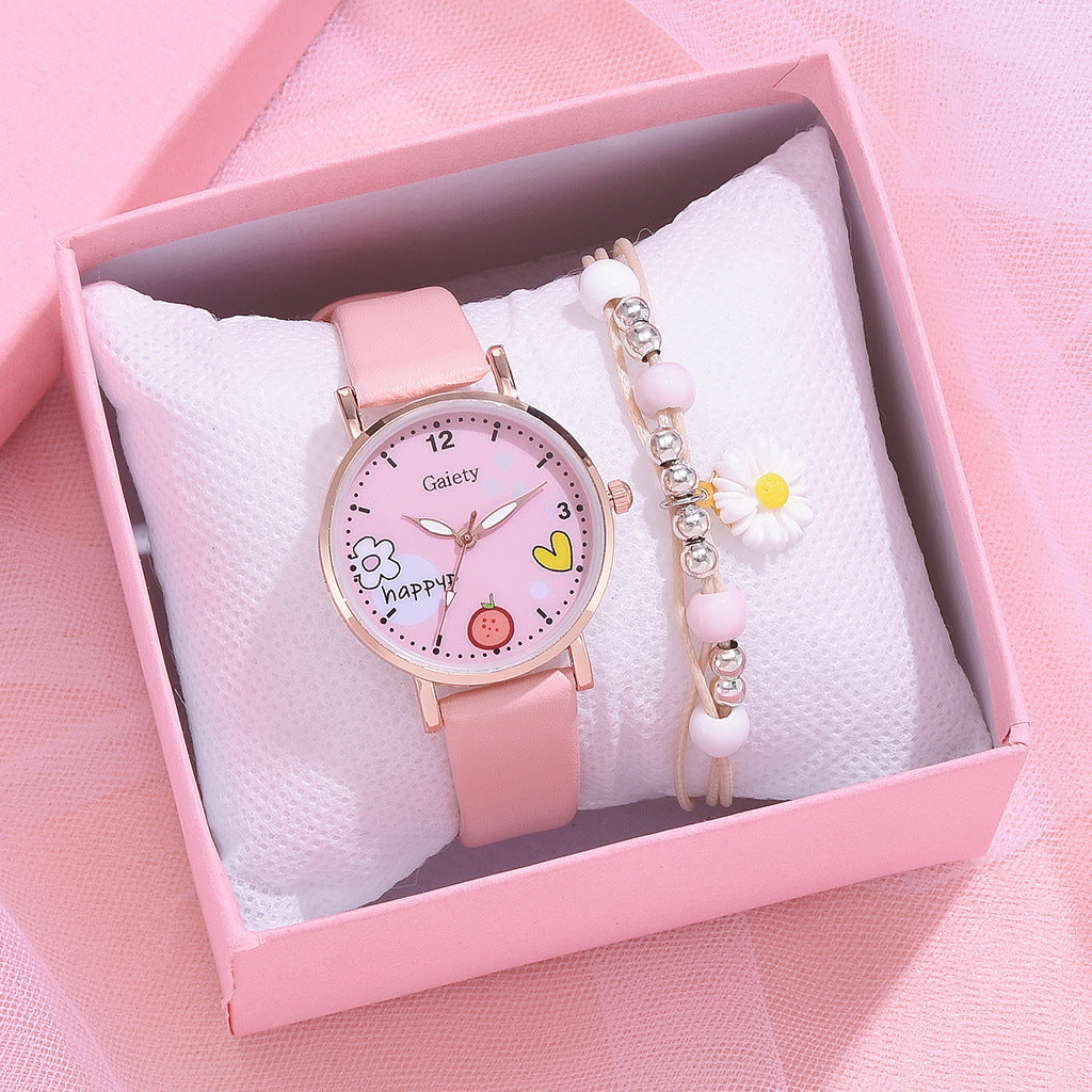 Gaiety new women''s fashion Pu Watch Bracelet combination set student girl gift factory direct sale - cas7m