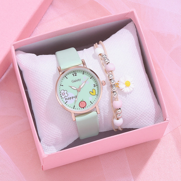 Gaiety new women''s fashion Pu Watch Bracelet combination set student girl gift factory direct sale - cas7m