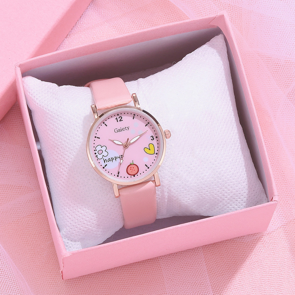 Gaiety new women''s fashion Pu Watch Bracelet combination set student girl gift factory direct sale - cas7m