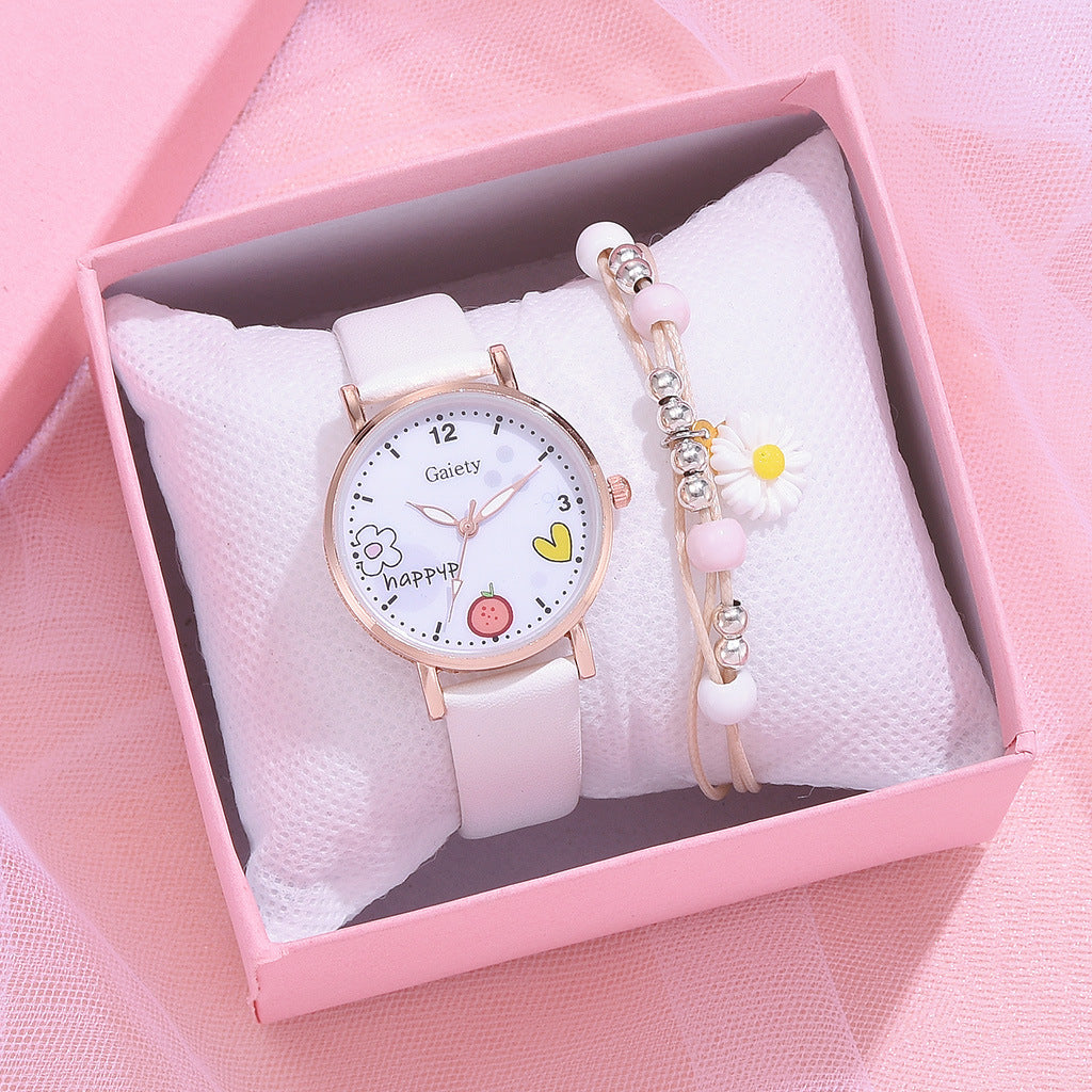 Gaiety new women''s fashion Pu Watch Bracelet combination set student girl gift factory direct sale - cas7m