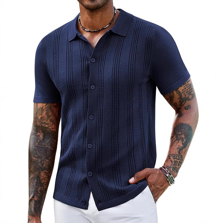 Fashionable Striped Hollow-Out Knitted Sweater For Men - cas7m