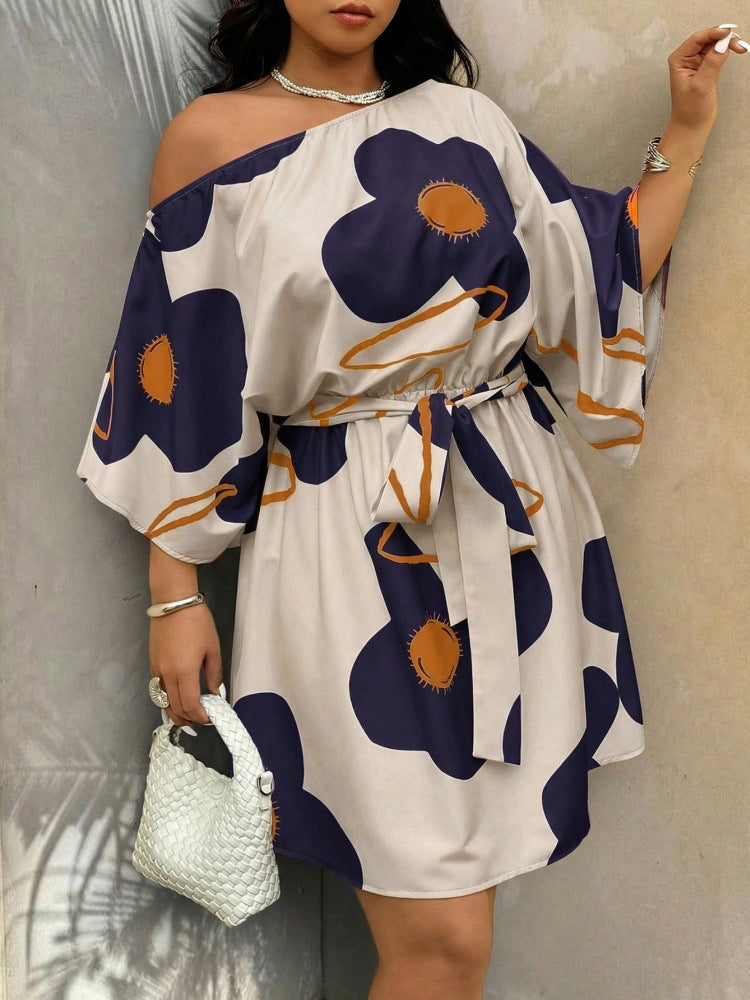 Resort-style Womens Plus-size Off-shoulder Dress - cas7m