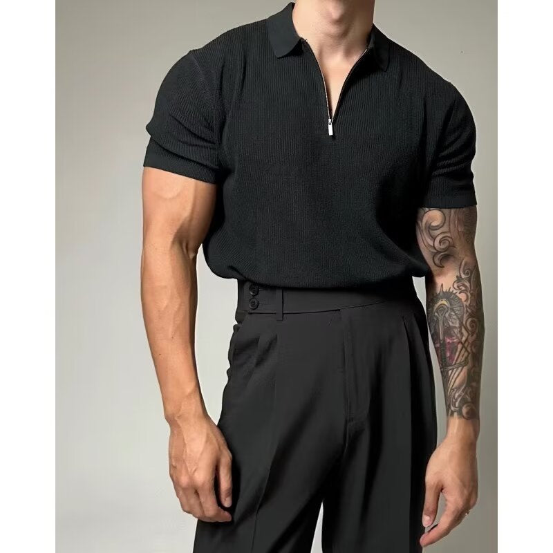 Men's Solid Color Casual Half Sleeve Bottoming Shirt - cas7m