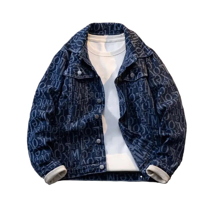 American Retro Heavy Printed Presbyopic Letter Denim Jacket - cas7m