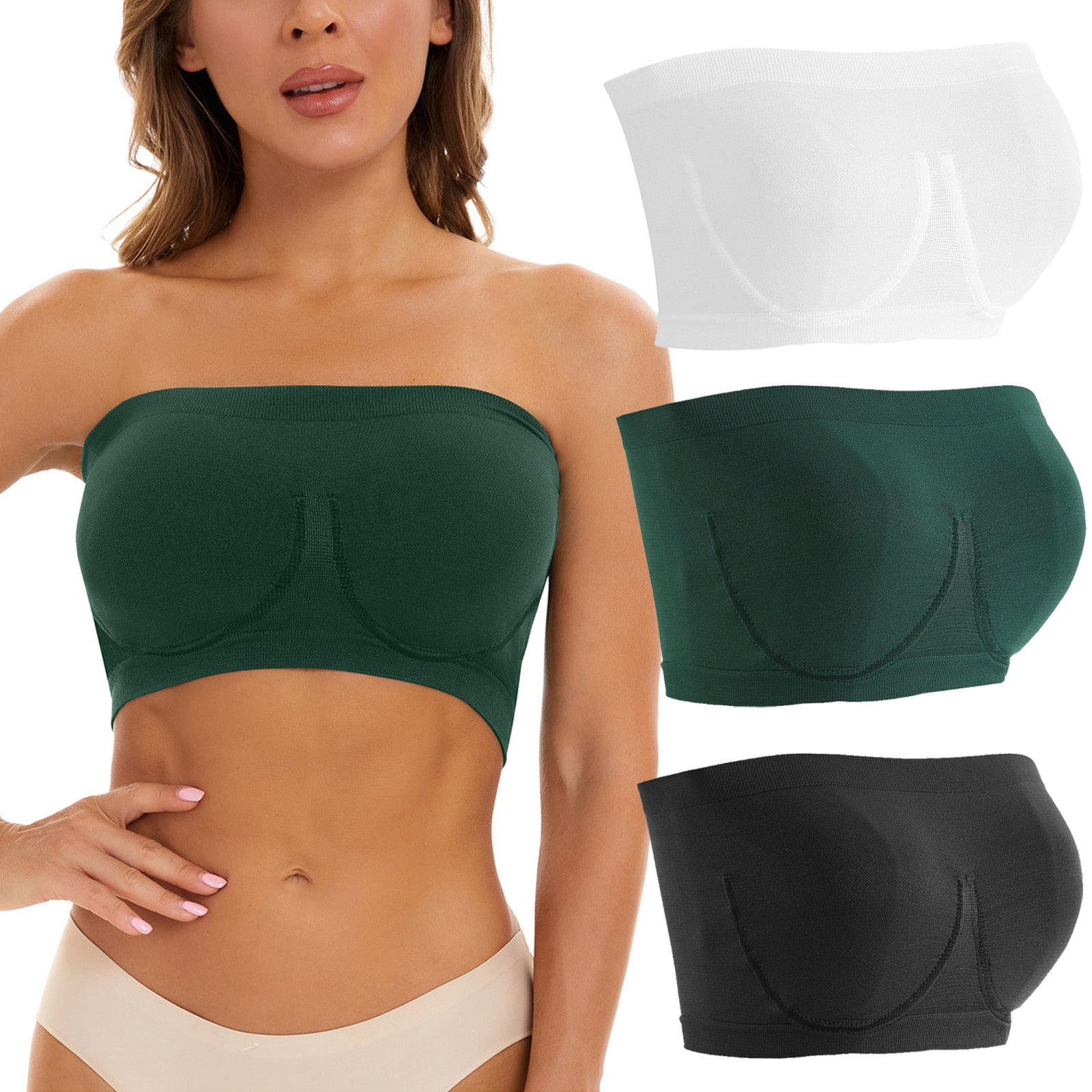 Strapless Gather Bra Set - Nylon Spandex, All Sizes Available - cas7m