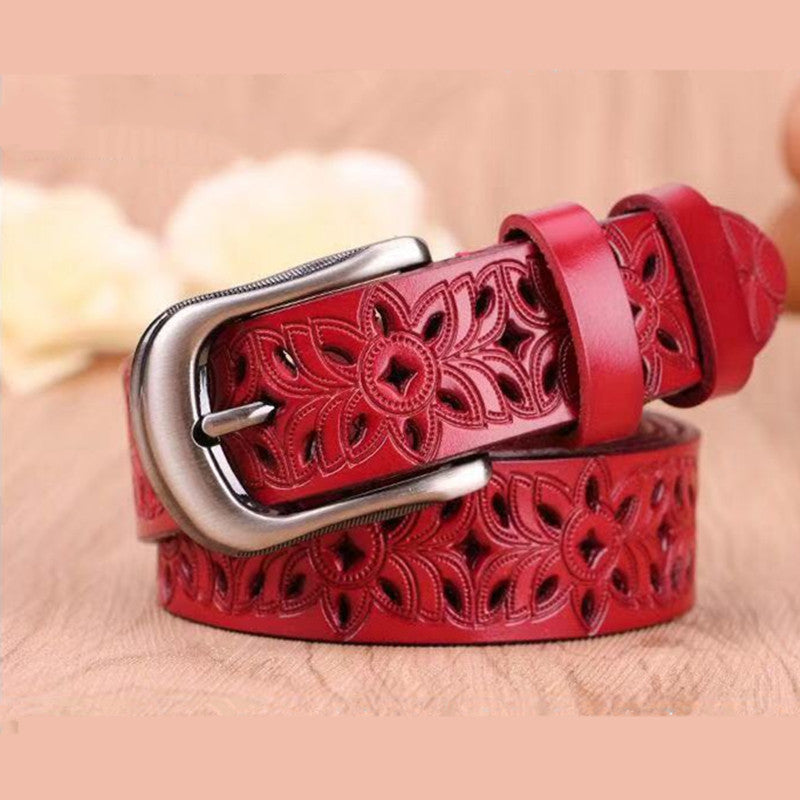 New Belt Hollow Pattern Belt Ladies Trend Waistband Genuine Woman Belt Vintage Pin Buckle Strap Jeans - cas7m