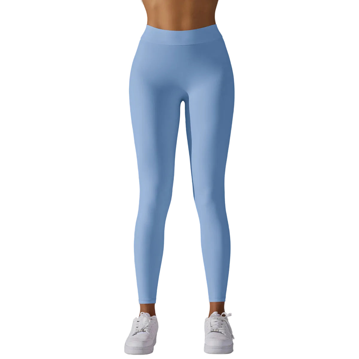 Brushed V Waist Pleated Solid Color Yoga Pants - cas7m
