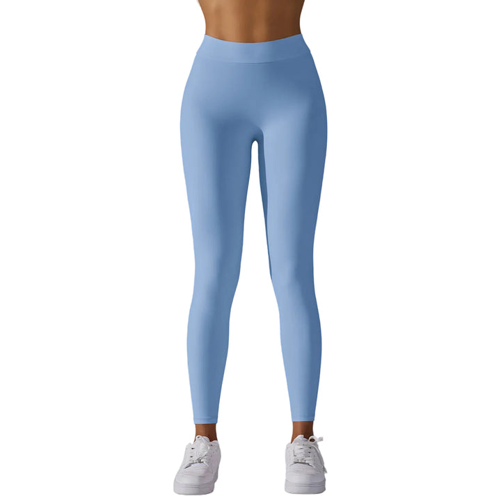 Brushed V Waist Pleated Solid Color Yoga Pants - cas7m