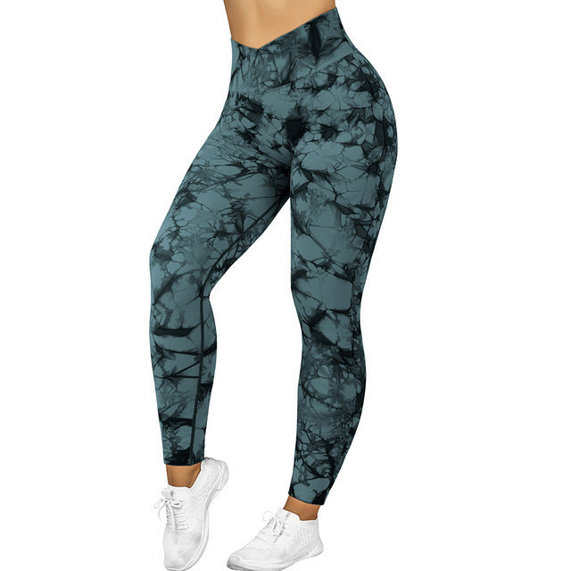 Seamless Tie Dye Leggings Women Yoga Pants Push Up Sport Fitness Running Gym Leggings - cas7m