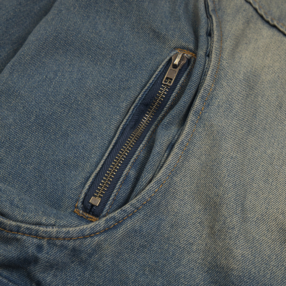 Punk Old Wash Denim Jacket Men - cas7m