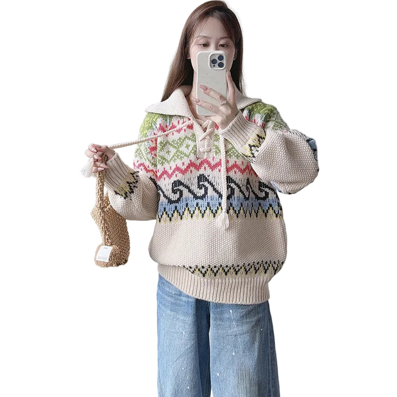 Loose fitting pullover sweater for women