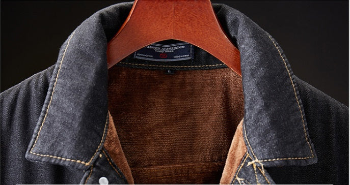 Plus velvet denim jacket - cas7m
