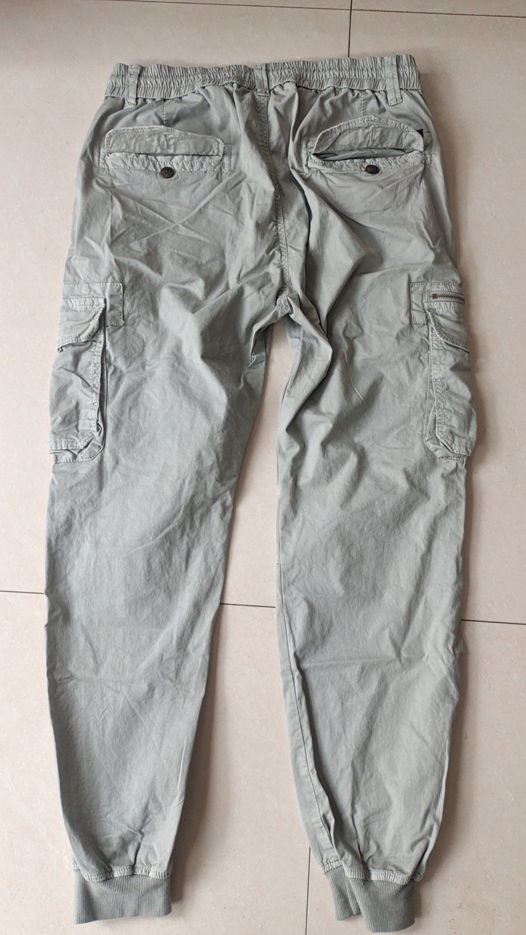 Solid Color Skinny Pants Multi-pocket Men's Working Pants - cas7m