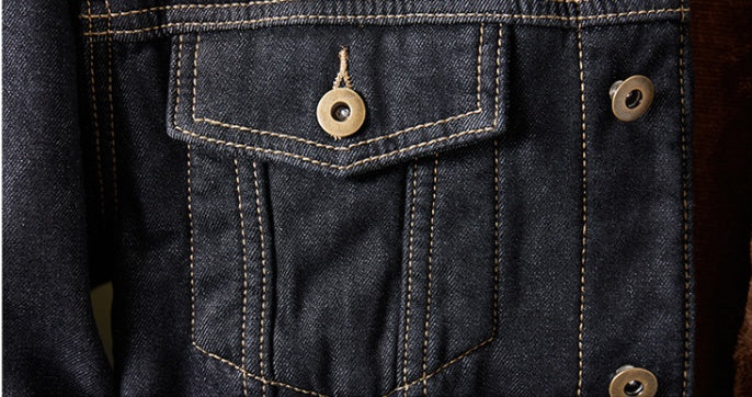 Plus velvet denim jacket - cas7m