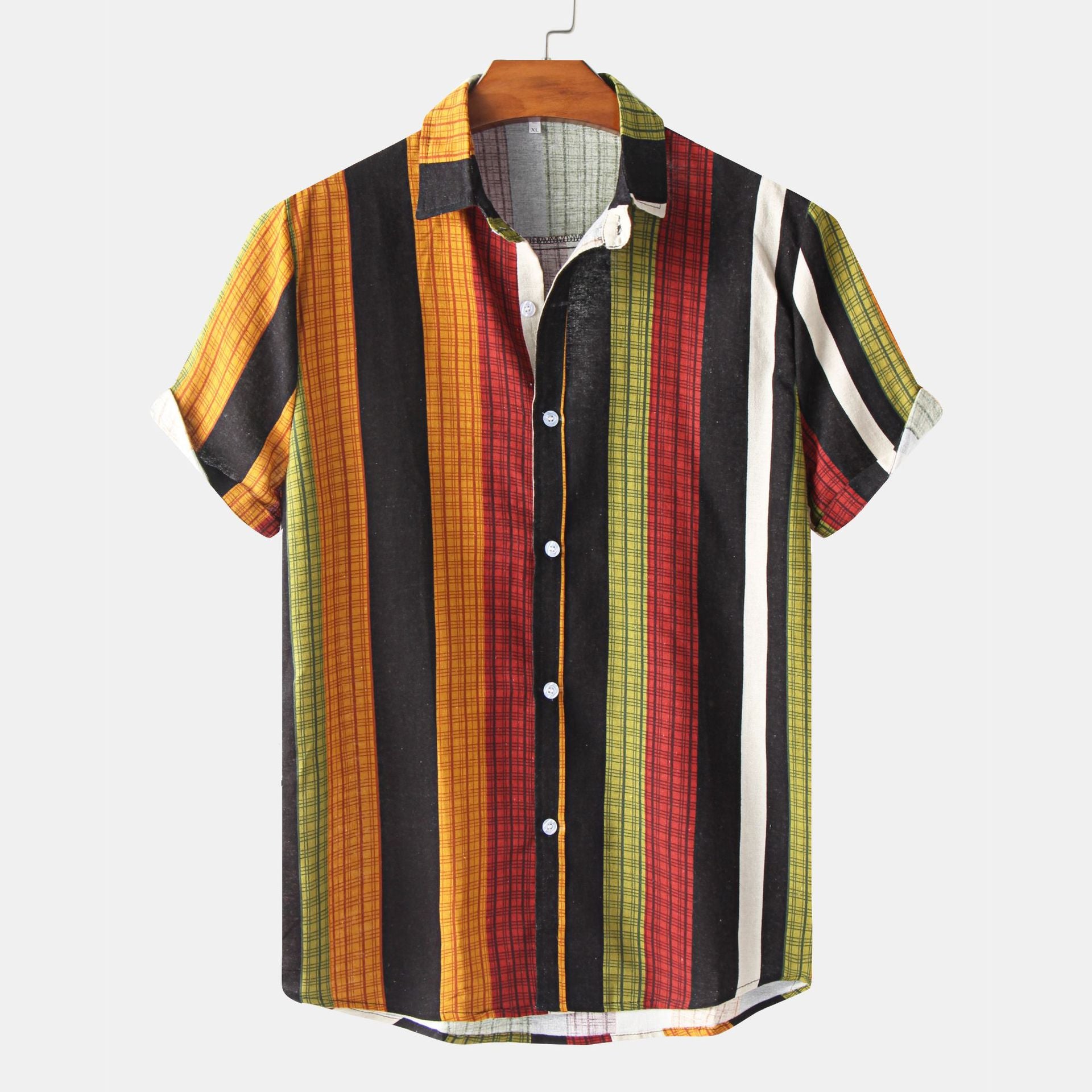 Casual Men's Cotton And Linen Short Sleeve Shirt Hawaiian Short Sleeve Printed Shirt Men - cas7m